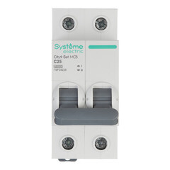 Изображение товара Автоматический выключатель модульный Systeme Electric City9 Set 2P 25А тип C 4,5 кА 230 В (C9F34225)