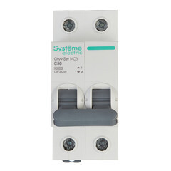 Изображение товара Автоматический выключатель модульный Systeme Electric City9 Set 2P 50А тип C 4,5 кА 230 В (C9F34250)