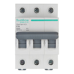 Изображение товара Автоматический выключатель модульный Systeme Electric City9 Set 3P 16А тип C 4,5 кА 230 В (C9F34316)