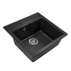 Мойка для кухни Florentina Липси 51х51х22 см врезная с сифоном кварц антрацит - фото 3