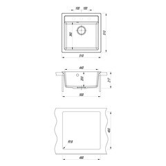 Мойка для кухни Florentina Липси 51х51х22 см врезная с сифоном кварц жасмин - фото 2