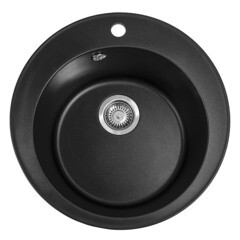 Мойка для кухни Florentina Никосия d51х22 см врезная с сифоном кварц антрацит - фото 1