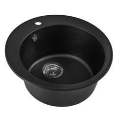 Мойка для кухни Florentina Никосия d51х22 см врезная с сифоном кварц антрацит - фото 2