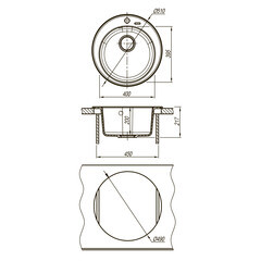 Мойка для кухни Florentina Никосия d51х22 см врезная с сифоном кварц антрацит - фото 3