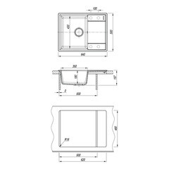 Мойка для кухни Florentina Консул 64х50х20 см врезная с крылом с сифоном кварц антрацит - фото 3
