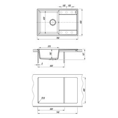 Мойка для кухни Florentina Консул 76х50х20 см врезная с крылом с сифоном кварц антрацит - фото 8
