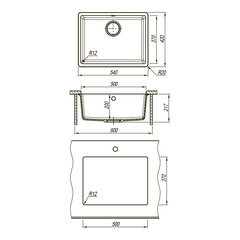 Мойка для кухни Florentina Вега 54х42х22 см встраиваемая с сифоном кварц антрацит - фото 4