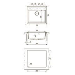 Мойка для кухни Dr.Gans Ника 57х51х22 см врезная с сифоном искусственный камень черная - фото 2