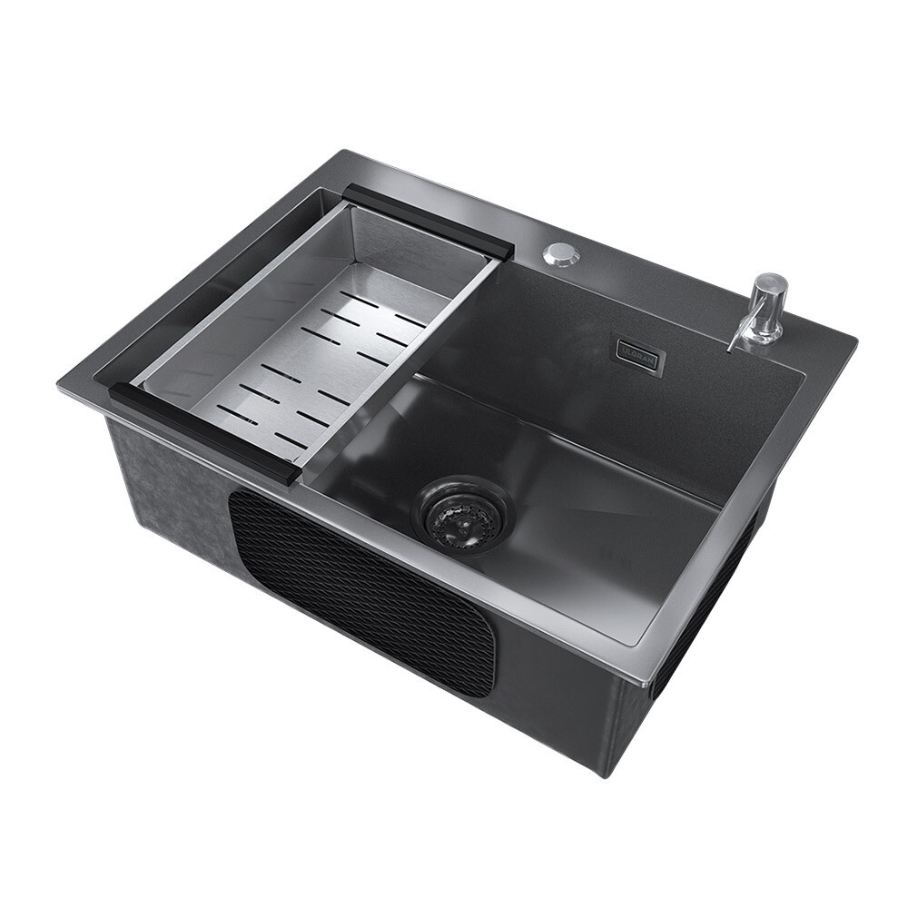 Изображение товара Мойка для кухни Ulgran Steel 60х45 см с коландером и дозатором из нержавеющей стали