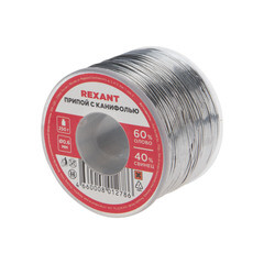 Изображение товара Припой Rexant d0,6 Sn60 Pb40 Flux 2.2% с канифолью 250 г (09-3311)