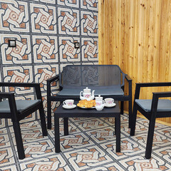 Набор садовой мебели пластиковый Adrianoplast Easy comfort темно-коричневый стол диван и 2 кресла (Р6037КОР) - фото 2