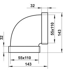 Колено горизонтальное пластиковое для плоских воздуховодов 55х110 мм 90° - фото 3