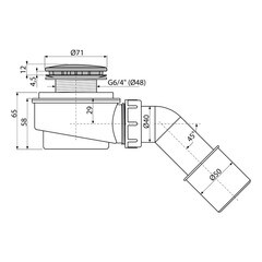 Сифон для душевого поддона Alcadrain 50х40 мм регулируемый с выпуском d50 мм (A471CR-50/AG210252150) - фото 3