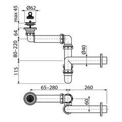 Сифон для раковины и мойки Alcadrain 1 1/2х40 мм со смещением с выпуском d60 мм белый (A413/AG210511100) - фото 5