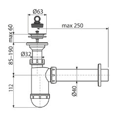 Сифон для раковины Alcadrain 1 1/4х40 мм с выпуском d60 мм белый (A41/AG210512140) - фото 4