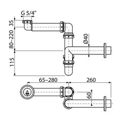 Сифон для раковины Alcadrain 1 1/4х40 мм со смещением без выпуска белый (A434/AG210521154) - фото 5