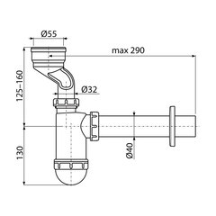 Сифон для писсуара Alcadrain 1 1/4х40 мм без выпуска (A45A) - фото 4