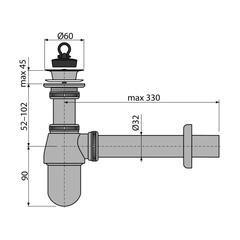 Сифон для раковины Alcadrain 1 1/4х32 мм с выпуском d60 мм хром (A437) - фото 2