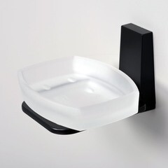 Мыльница для ванной WasserKraft Abens K-3200 с держателем стекло/металл черная (K-3229) - фото 2