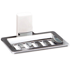 Мыльница для ванной WasserKraft Leine K-5000 White с держателем пластик хром/металл белая (K-5069W) - фото 1