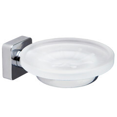 Мыльница для ванной WasserKraft Lippe K-6500 с держателем стекло/металл хром (K-6529) - фото 1