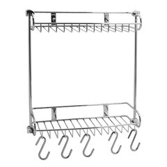 Изображение товара Полка для ванной WasserKraft двухъярусная с крючками 130х326х342 мм металл хром (K-1422)