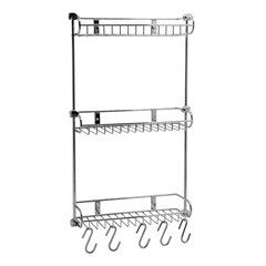 Изображение товара Полка для ванной WasserKraft трехъярусная с крючками 130х326х542 мм металл хром (K-1433)