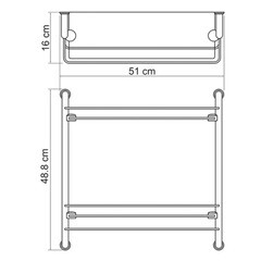 Полка для ванной WasserKraft двухъярусная с полотенцедержателем 160х510х490 мм стекло/металл хром (K-2022) - фото 2