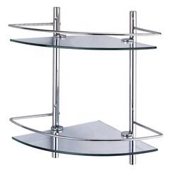 Изображение товара Полка для ванной WasserKraft угловая двухъярусная 310х310х420 мм стекло/металл хром (K-3122)