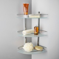 Полка для ванной WasserKraft угловая трехъярусная 310х310х610 мм стекло/металл хром (K-3133) - фото 2