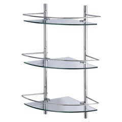 Полка для ванной WasserKraft угловая трехъярусная 310х310х610 мм стекло/металл хром (K-3133) - фото 1