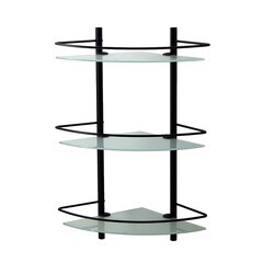 Изображение товара Полка для ванной WasserKraft Elbe угловая трехъярусная 305х305х610 мм стекло/металл черная (K-3133B)