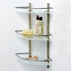 Полка для ванной WasserKraft Exter угловая трехъярусная 310х310х610 мм стекло/металл бронза (K-3533) - фото 3