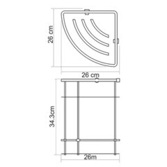 Полка для ванной WasserKraft угловая двухъярусная 260х260х343 мм металл/пластик хром (K-522) - фото 3