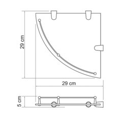 Полка для ванной WasserKraft угловая 290х290х50 мм стекло/металл хром (K-544) - фото 3