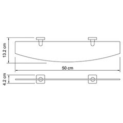 Полка для ванной WasserKraft Lippe K-6500 132х500х42 мм стекло/металл хром (K-6524) - фото 3