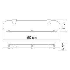 Полка для ванной WasserKraft Berkel K-6800 113х500х60 мм стекло/металл хром (K-6844) - фото 2