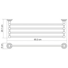 Полка для ванной WasserKraft Ammer K-7000 200х650х60 мм металл серебро (K-7011) - фото 2