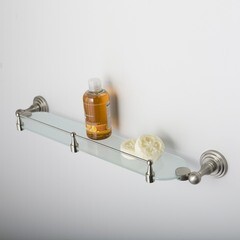 Полка для ванной WasserKraft Ammer K-7000 120х610х60 мм стекло/металл серебро (K-7044) - фото 2