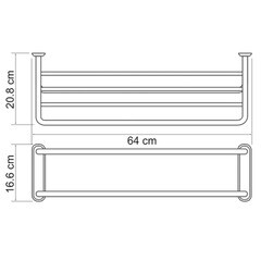Полка для ванной WasserKraft с полотенцедержателем 210х640х170 мм металл хром (K-888) - фото 3