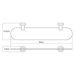 Полка для ванной WasserKraft Donau K-9400 140х500х45 мм стекло/металл хром (K-9424) - фото 3
