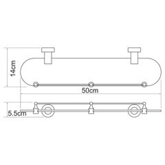 Полка для ванной WasserKraft Donau K-9400 145х500х45 мм стекло/металл хром (K-9444) - фото 2
