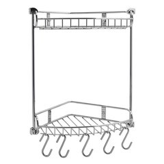 Изображение товара Полка для ванной WasserKraft угловая двухъярусная с крючками 220х300х340 мм металл хром (K-1222)