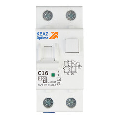 Изображение товара Автомат дифференциальный КЭАЗ OptiDin D63 16А 1P+N тип AC 30 мА 4,5 кА (328098)