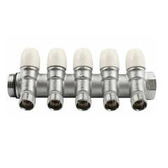 Коллектор Tiemme 3/4 ВР(г) х 5 выходов 1/2 НР(ш) х 3/4 НР(ш) регулируемый (1860010) - фото 1