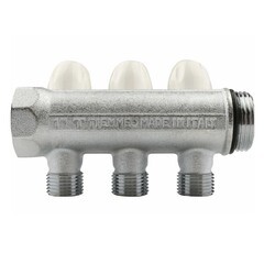 Коллектор Tiemme 1 ВР(г) х 3 выхода 1/2 НР(ш) х 1 НР(ш) регулируемый (1860021) - фото 3