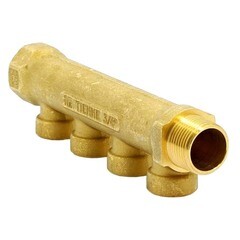 Коллектор Tiemme 3/4 ВР(г) х 4 выхода 1/2 ВР(г) х 3/4 НР(ш) регулируемый (1910038) - фото 3