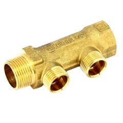 Коллектор Tiemme 3/4 ВР(г) х 2 выхода 1/2 НР(ш) ЕК х 3/4 НР(ш) регулируемый (1910004) - фото 3