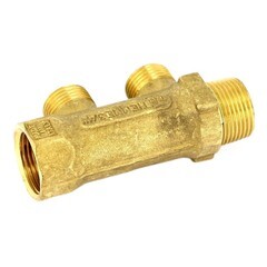 Коллектор Tiemme 3/4 ВР(г) х 2 выхода 1/2 НР(ш) ЕК х 3/4 НР(ш) регулируемый (1910004) - фото 2