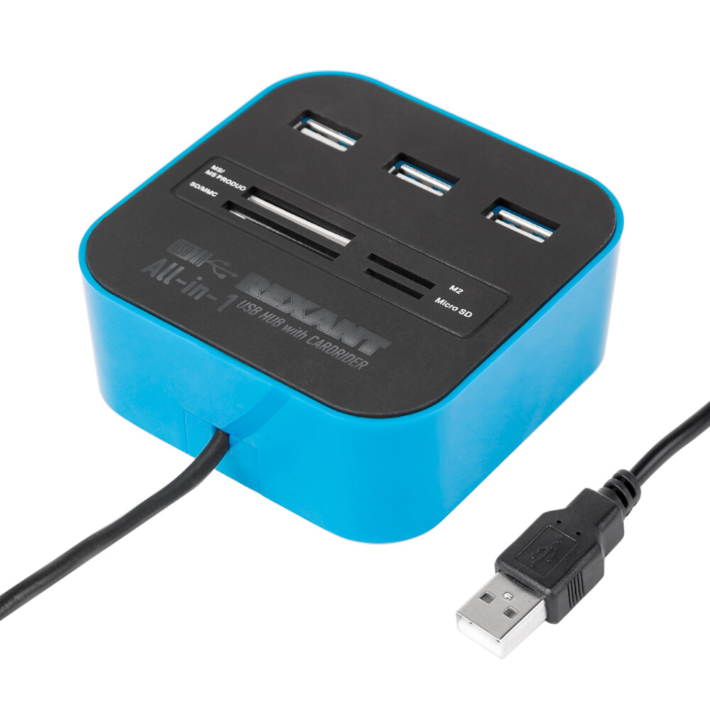 Изображение товара Разветвитель USB 2.0 Rexant на 3 порта компактный дизайн